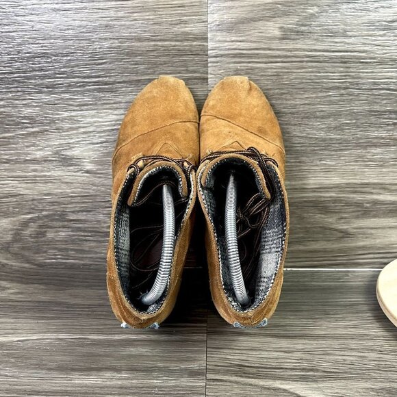 Toms Brown Suede Lace Up‎ Wedge Booties Women's Shoes Size 11 - Picture 5 of 9